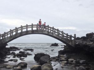 Family on the Rocks: Becky, Griff & Bo take a picturesque opportunity to pose on a bridge to nowhere.